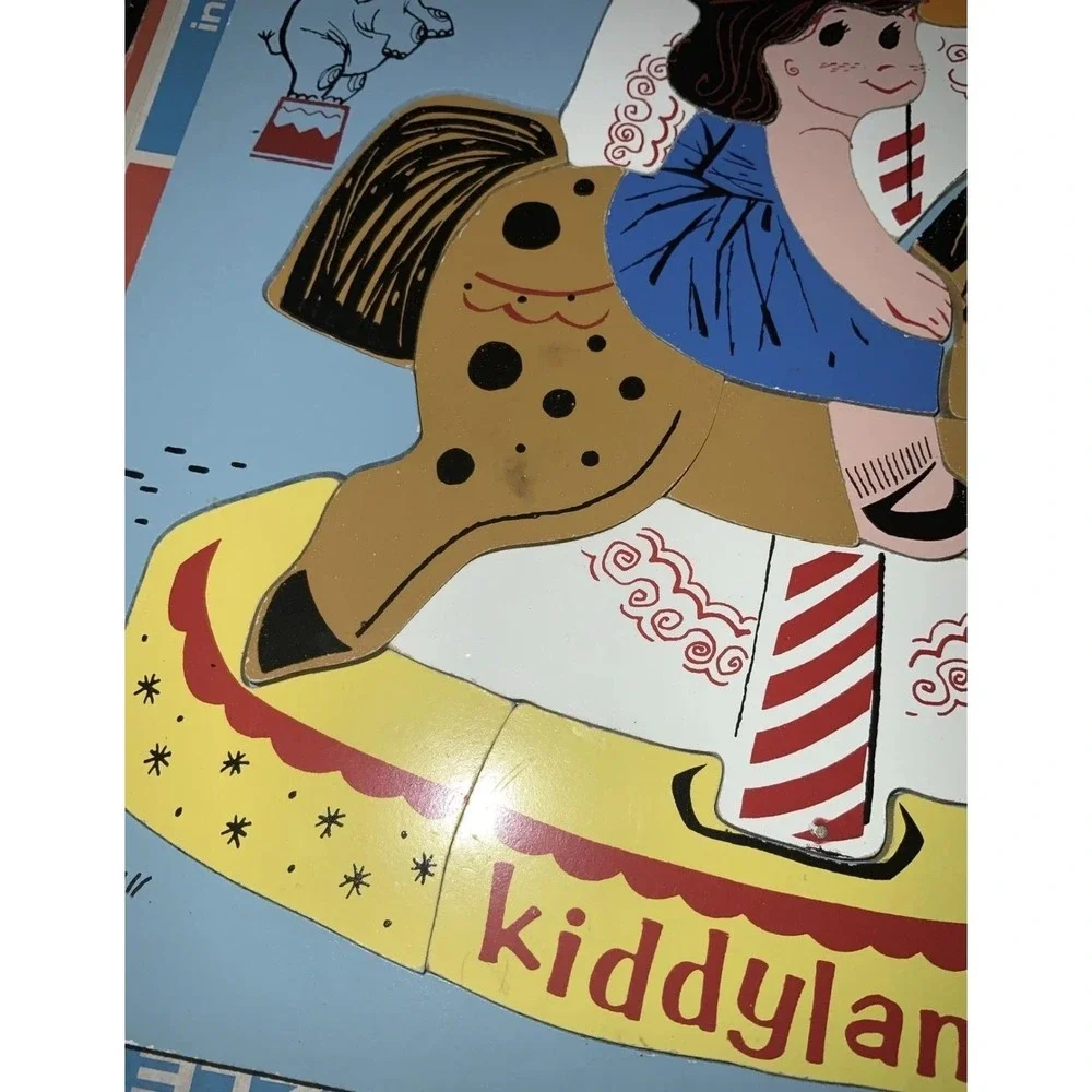 Vintage 1973 Playskool Carousel Horse Inlaid Woodboard Tray Puzzle 21 Piece‎